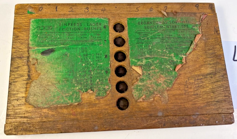 KWM Large Assortment Brass Clock Bushings in Wooden Case Lot #68 - Image 4 of 4