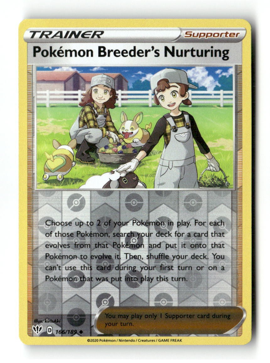 Pokemon Breeder's Nurturing 166/189 UC Darkness Ablaze Pokemon Reverse Holo NM