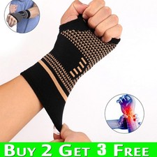 Carpel Tunnel Wrist Support Brace Hand Sports Right Left Copper Infused Gloves-