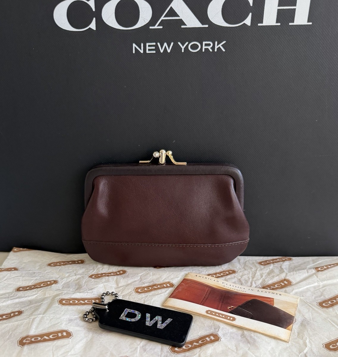 COACH VINTAGE DOUBLE KISSLOCK MAHOGANY COIN/CHANGE PURSE CLUTCH