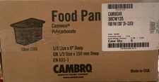 Cambro 36CW135 1/6 Size Clear Camwear Food Pan 6" Deep Food Service - Lot of 6