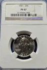 A 1961 25c Washington Proof Silver Quarter Dollar NGC PF67