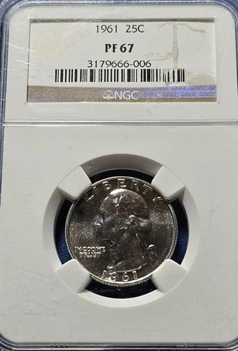 A 1961 25c Washington Proof Silver Quarter Dollar NGC PF67