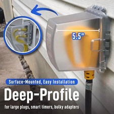 1-Gang Weatherproof in Use Outdoor Outlet Extra Deep Cover Lockable, UL Ext...