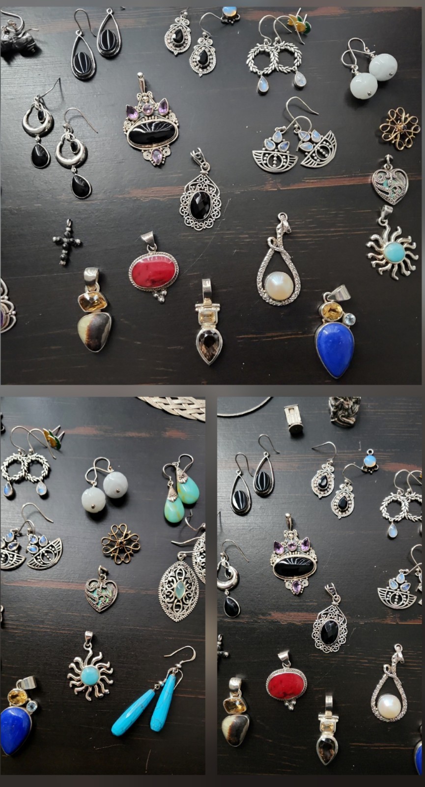 Sterling Silver Jewelry Lot 317.5g Vintage Mexico TAXCO Gemstones Wholesale Bulk