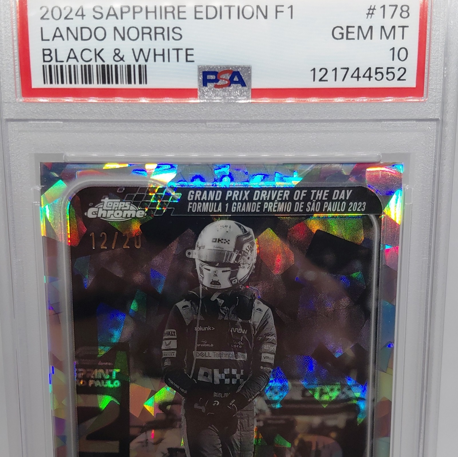 2024 Topps Sapphire F1 Lando Norris Black and White 12/20 #178 PSA 10 rare 💎 view 2