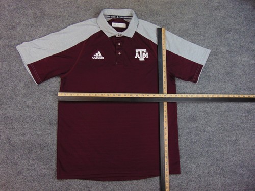 Texas A & M Aggies Shirt Mens Med Red Gray Polo Adidas - Picture 3 of 9