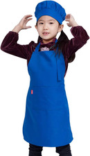 Kids Apron and Chef Hat Set  Adjustable Neck Strap, 2 Pockets, Cute Boy'S