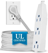 Flat Multiple Outlet Extension Cord 10 Ft for Indoor Use by Electes- Ul-Listed 3