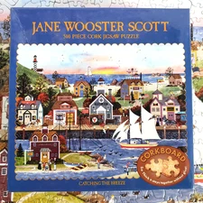COMPLETE Ceaco Jane Wooster Scott CATCHING THE BREEZE 500 Ultra Thik Cork Puzzle