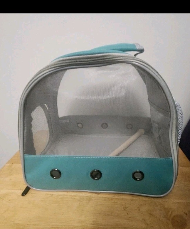 Portable Small Bird Parrot Parakeet Carrier Cage with Standing Perch 