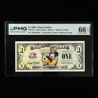 2009 Disney Dollar 1 Dollar Disney Store PMG 66 EPQ Gem UNC