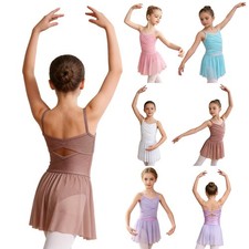 Girls Romper Dancewear Figure Skating Dress Flowy Lyrical Dance Built-in Briefs