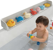Silicone Bathtub Splash Guard for Kids with Suction Cups and Toy Holder