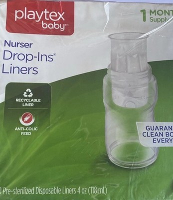 Playtex Nurser Drop in Liners Disposable Bottle 4oz -Clear 150 Disposable Liners