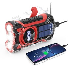 Emergency Radio Hand Crank Solar 5000mAh, IP65 Waterproof Dustproof Bluetooth...