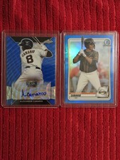 Alexander Canario 2018 Leaf Metal Draft Blue Shimmer Auto #09/20 ×2 Giants/Cubs