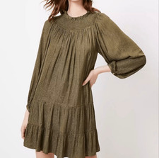LOFT Smocked Yoke Swing Dress Size M