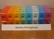 Monthly Pill Organizer Pill Case Box 32 numbers 31 Days One Month 2 Times a Day