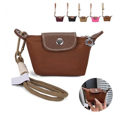 Coin Purse for Women, Mini Nylon Change Purse with Keychain, Small Zip Pouch