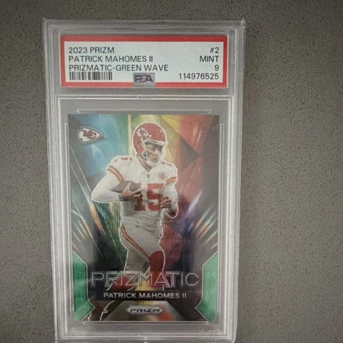 Panini Prizm Prizmatic Patrick Mahomes II #2 Green Wave Prizm Chiefs PSA 9