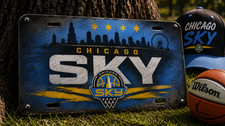 Chicago Sky Faded Look Metal License Plate WNBA Basketball Fan Cave Art Car Tag