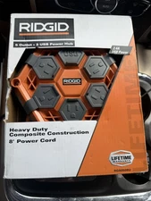 Ridgid 8 ft. Cord 5-Outlet 2 USB-A Power Hub RGS0508U