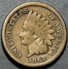 1863 1C INDIAN HEAD COPPER-Ni CENT KM# 90 Grade: VG+ A6734
