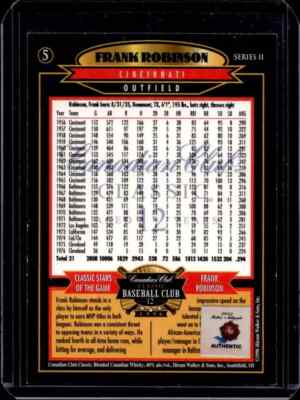 1996 Canadian Club Classic Whiskey Baseball Frank Robinson Auto
