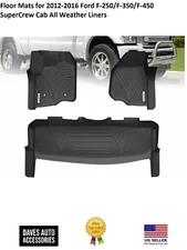 All Weather Waterproof Floor Mats Set Fits 2012-16 Ford F-250/F-350/F-450 -3pcs