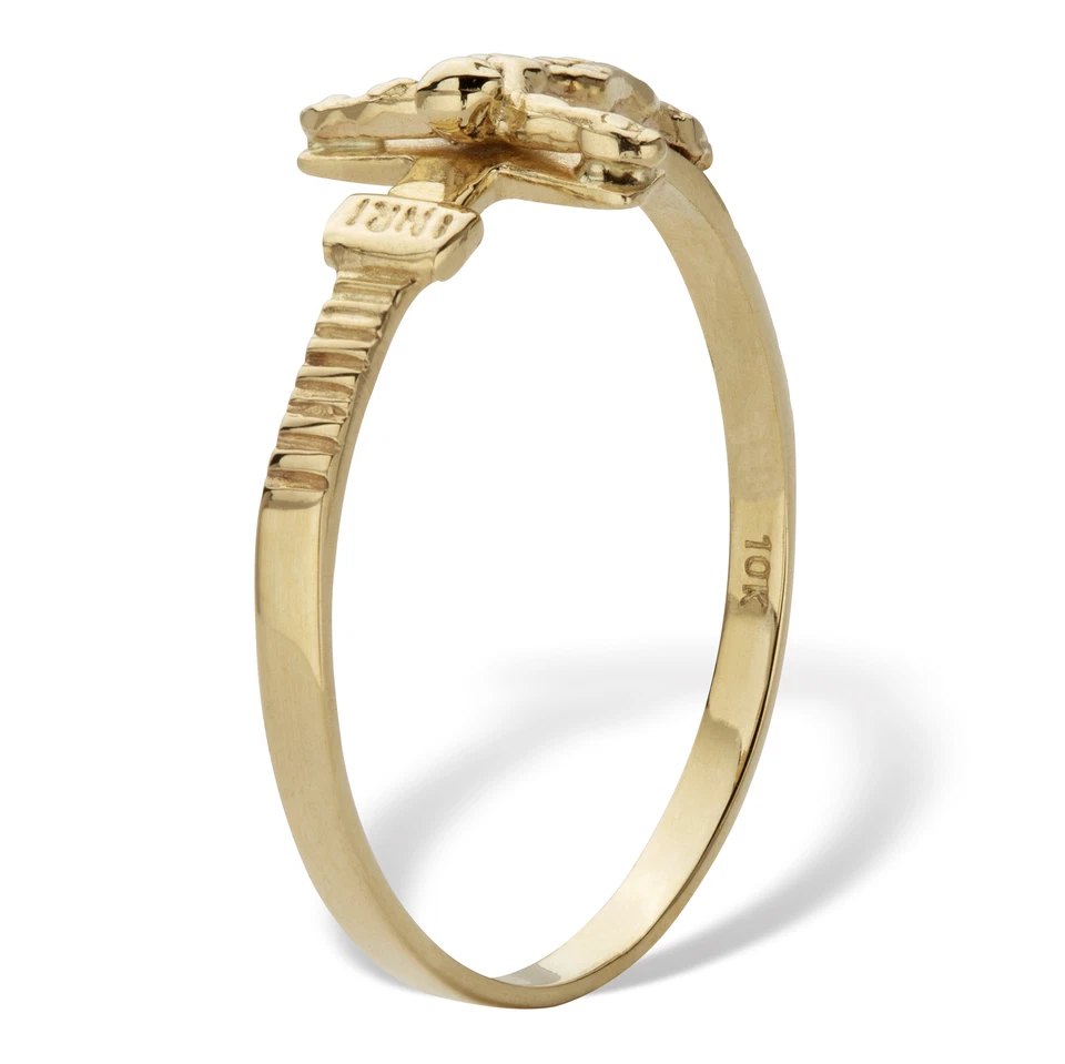 Anillo Crucifijo Apilable Oro Amarillo 10K Foto 2 de 4