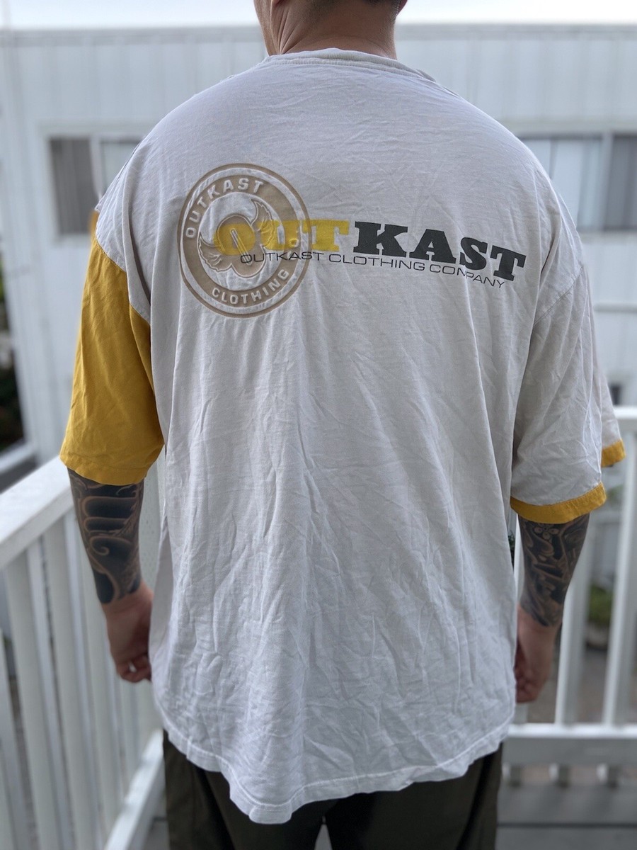 Vintage OUTKAST Dirty South Graphic Tee White & Yellow SHIRT Hip