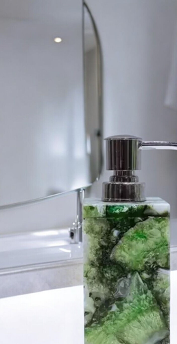 Dispensador de jabón de ágata verde de 5" elegante accesorio de baño para decoración del hogar de lujo - Imagen 2 de 6