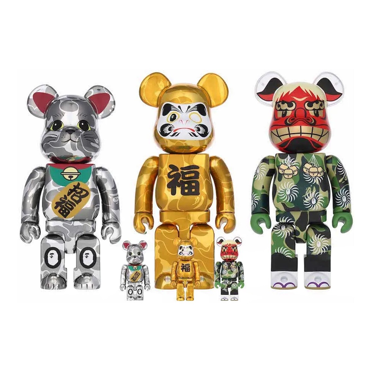 BE@RBRICK BAPE Maneki-neko Daruma Lion Dance 100% 400％ 6PCS