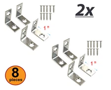 8 pcs 1" Right Angle Brackets with Screws Rust-resistant L Bracket Pack of 2