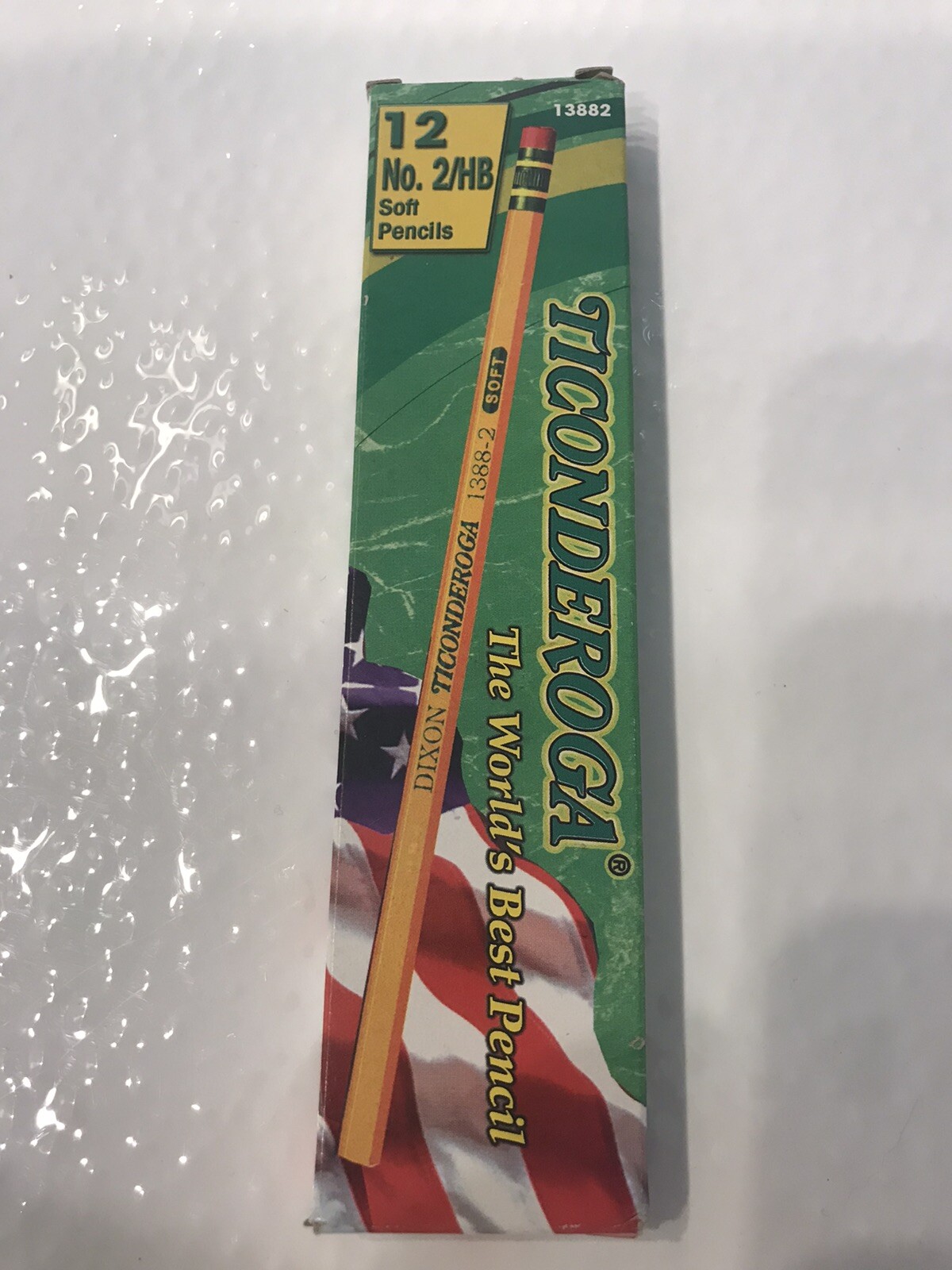 Vintage Dixon Ticonderoga No. 2 HB Soft Pencils 9-Pack USA Green Flag Box-image