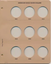 Dansco Coin Album 7182 PAGE 1 ONLY American Silver Eagle Dollar  2021-2029  Book