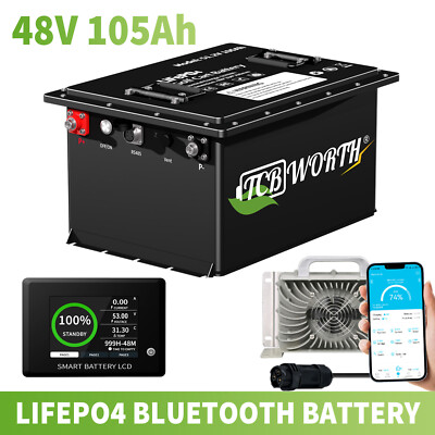 TCBWORTH 48V 105AH Lithium Golf Cart Battery 200A BMS for EZGO Club Car Yamaha