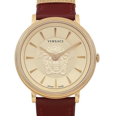 VERSACE V-CIRCLE 腕時計 シルバーブレスレット メデゥーサロゴ Versace V-Circle Medusa 38mm Steel Gold Dial ladies Quartz Watch