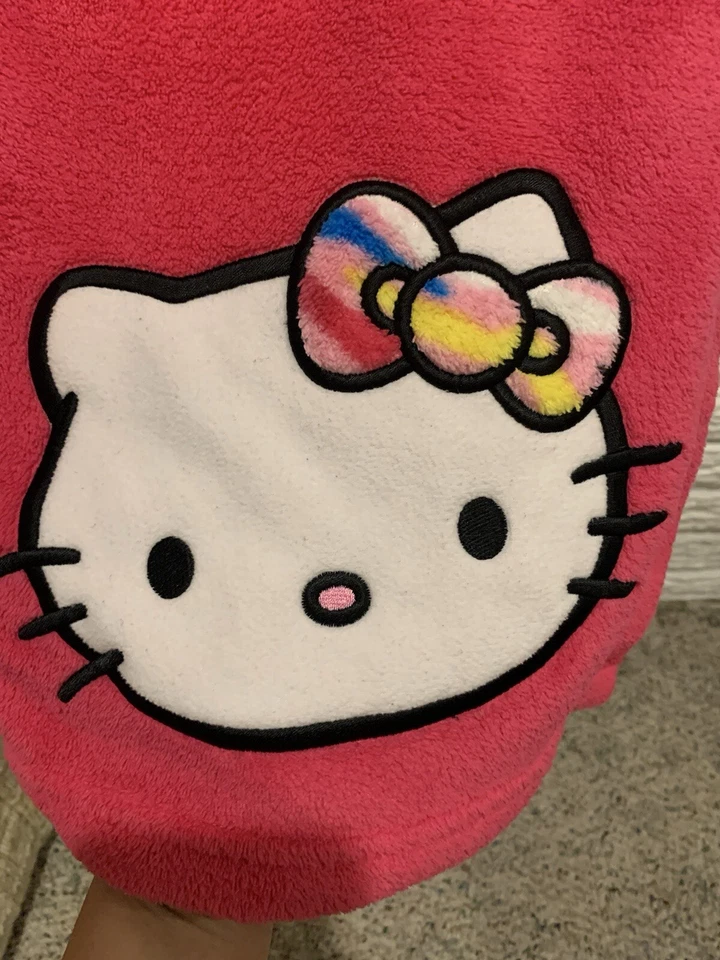 Sanrio HELLO KITTY Plush Pink Bath Towel Adjustable Wrap Robe Youth Small - Image 2 of 4