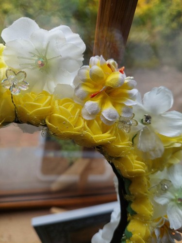 Bespoke Gorgeous Yellow And Ivory Floral Hair Crown Weddings Hen Festival Races - Picture 8 of 18