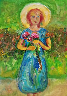 Oil Painting Original Girl Figurative Portrait Victorian Woman Figure Wall Art