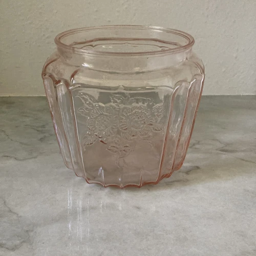 Pink Mayfair Open Rose Biscuit Cookie Jar NO LID Vintage Depression Glass