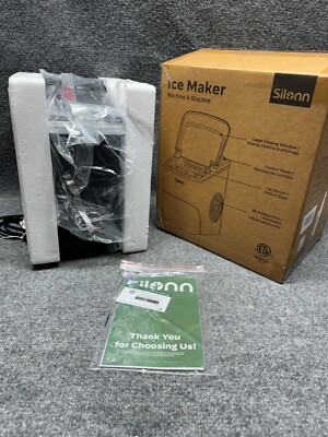 Silonn Ice Maker Countertop 9 Cubes Ready in 6 Mins 26lbs in 24Hrs Self-Cleaning