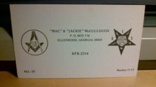 CB radio QSL postcard Masonic Mac Jackie McCullough 1970s Ellenwood Georgia