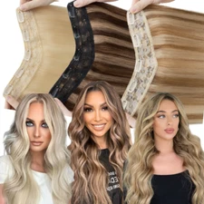 U Part One Piece Real Remy THICK Clip In Human Hair Extensions Full Head V-Shape