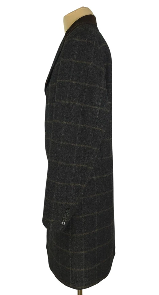 M&S Marks&Spencer Moon Mens Brown Check Wool Tweed Coat Jacket Size XL - Image 4 of 4