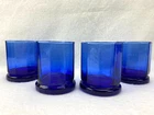 4 Vintage Anchor Hocking Cobalt Blue Essex 10 Panel On the Rocks Juice Glasses