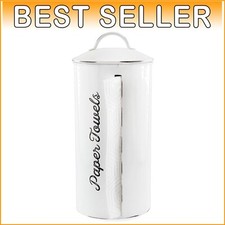 Durable Enclosed Paper Towel Holder - Stylish White Rustic Decor for Kitchen
