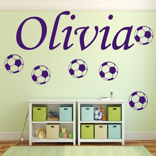 FOOTBALL Wall Sticker ANY NAME Boys Girls Bedroom Vinyl Decal Transfer - Picture 24 of 25